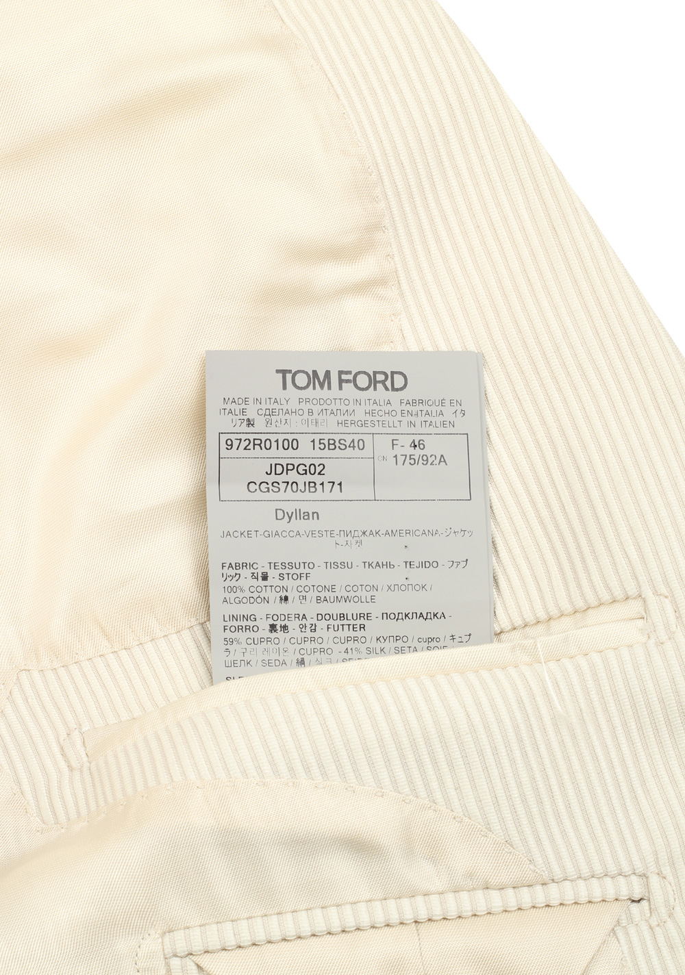 TOM FORD Dyllan Off White Sport Coat Size 46 / 36R U.S. – image 6