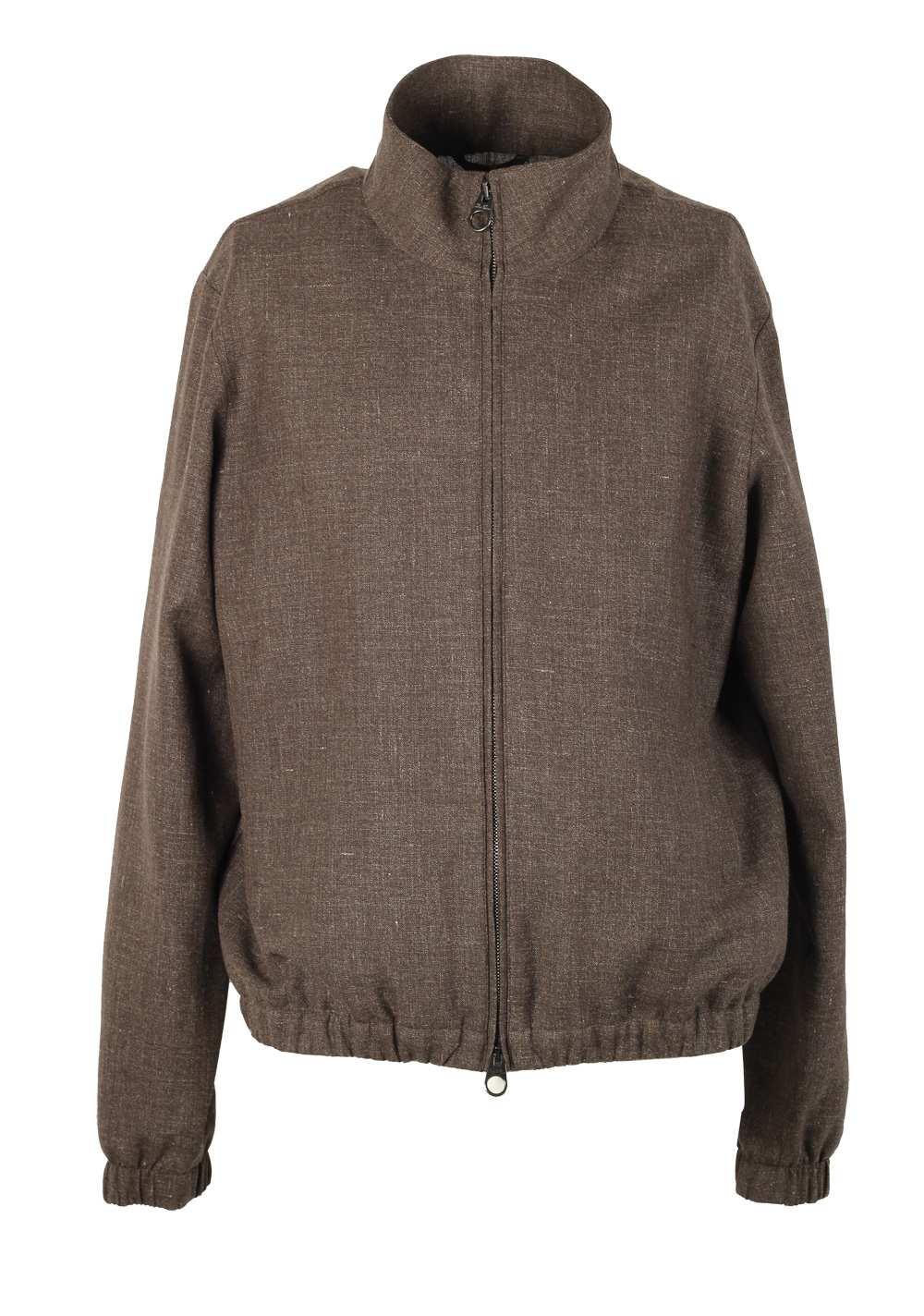 Loro Piana Brown Linen Wool Bomber Jacket Coat