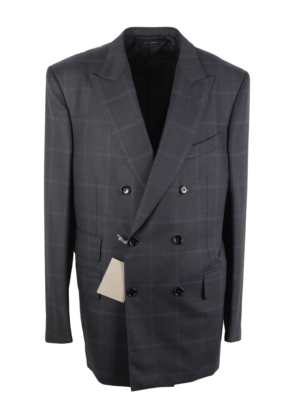 TOM FORD Atticus Wool Checked Blue Suit Size 54 / 44R U.S.