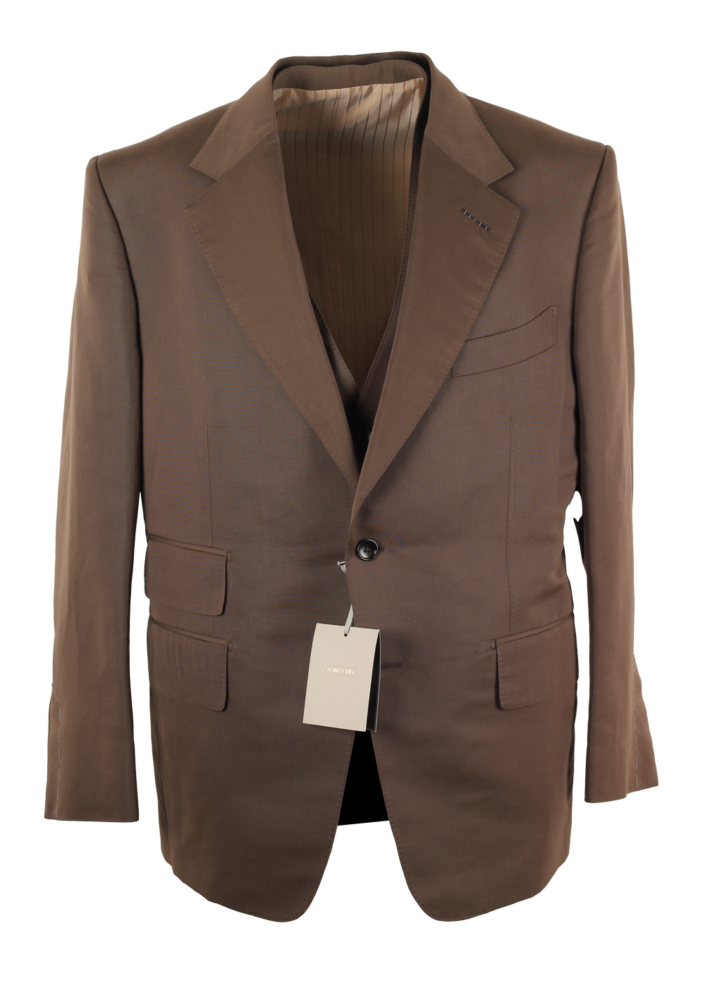 TOM FORD Windsor Brown 3 Piece Solid Suit Size 54S / 44S U.S.