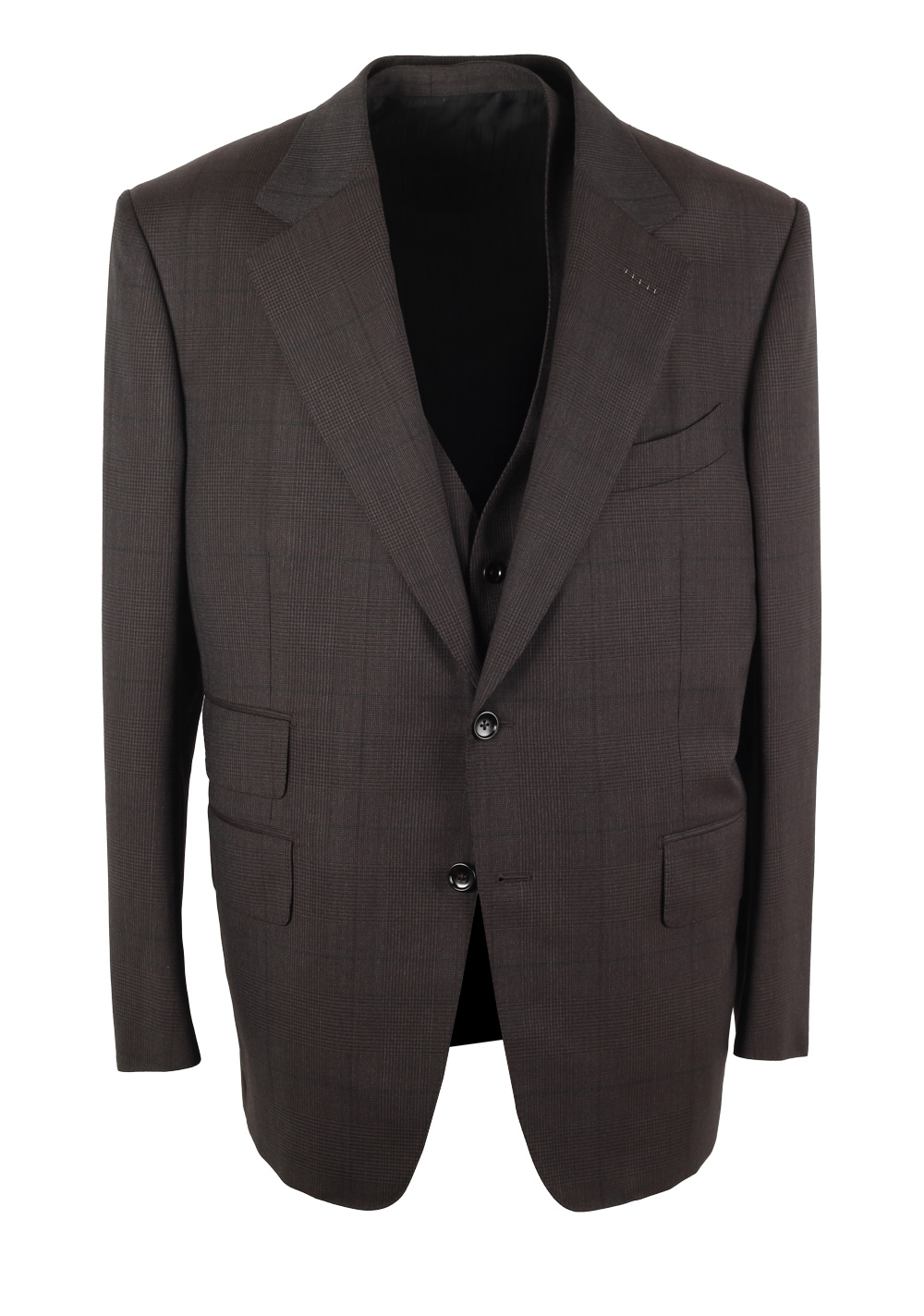TOM FORD Windsor Brown 3 Piece Checked Suit Size 54S / 44S U.S.