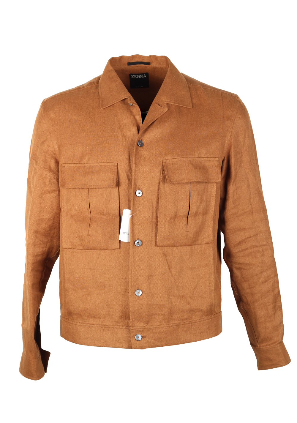 ZEGNA Oasi Lino Brown Overshirt