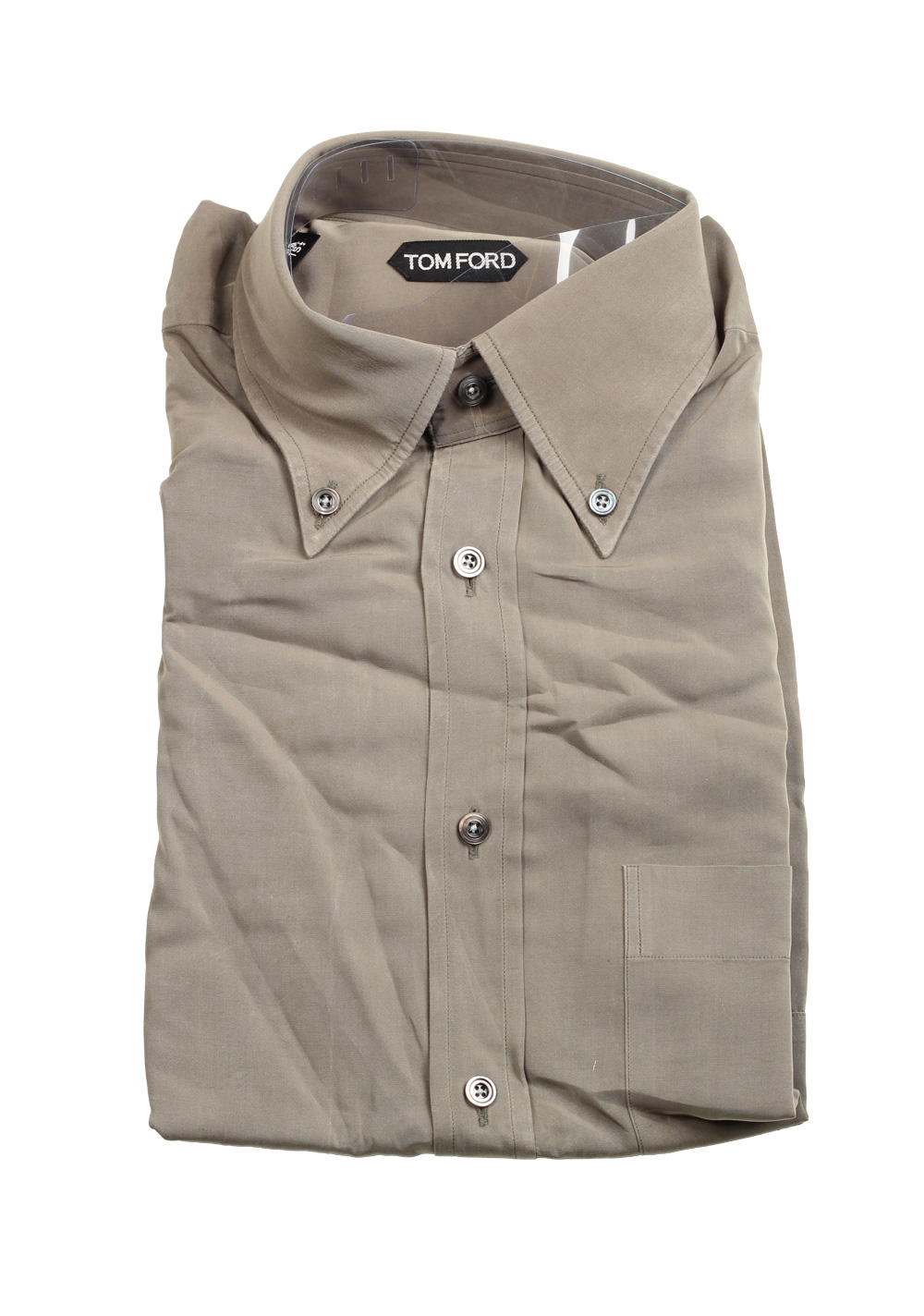 TOM FORD Solid Olive Green Button Down Dress Shirt
