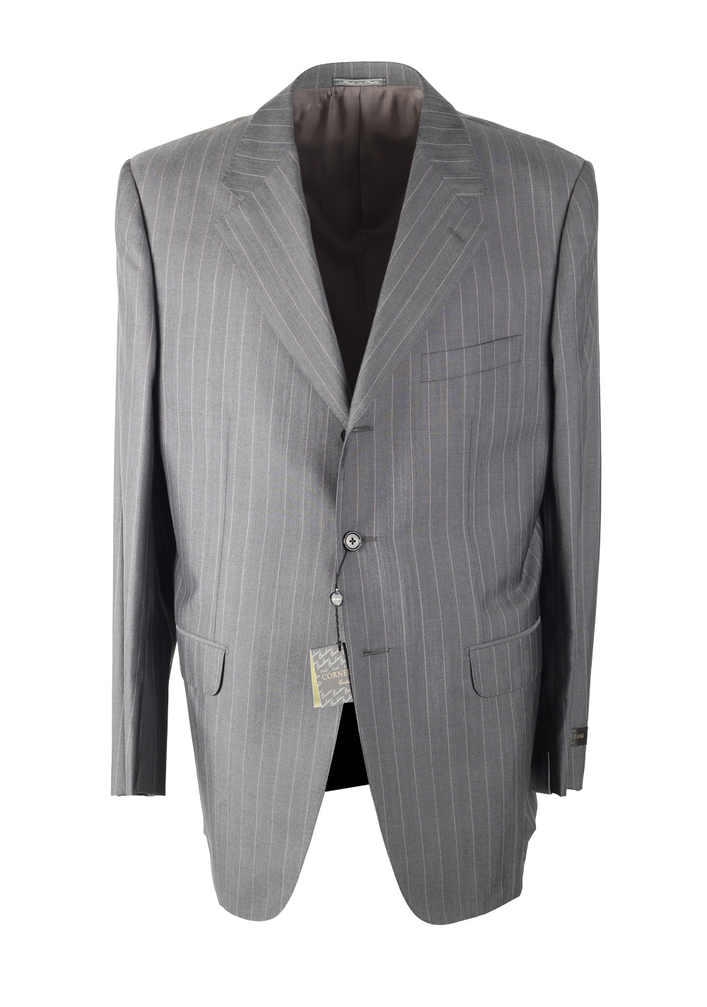 Corneliani Gray Striped Wool Silk Suit Size 54 / 44R U.S.