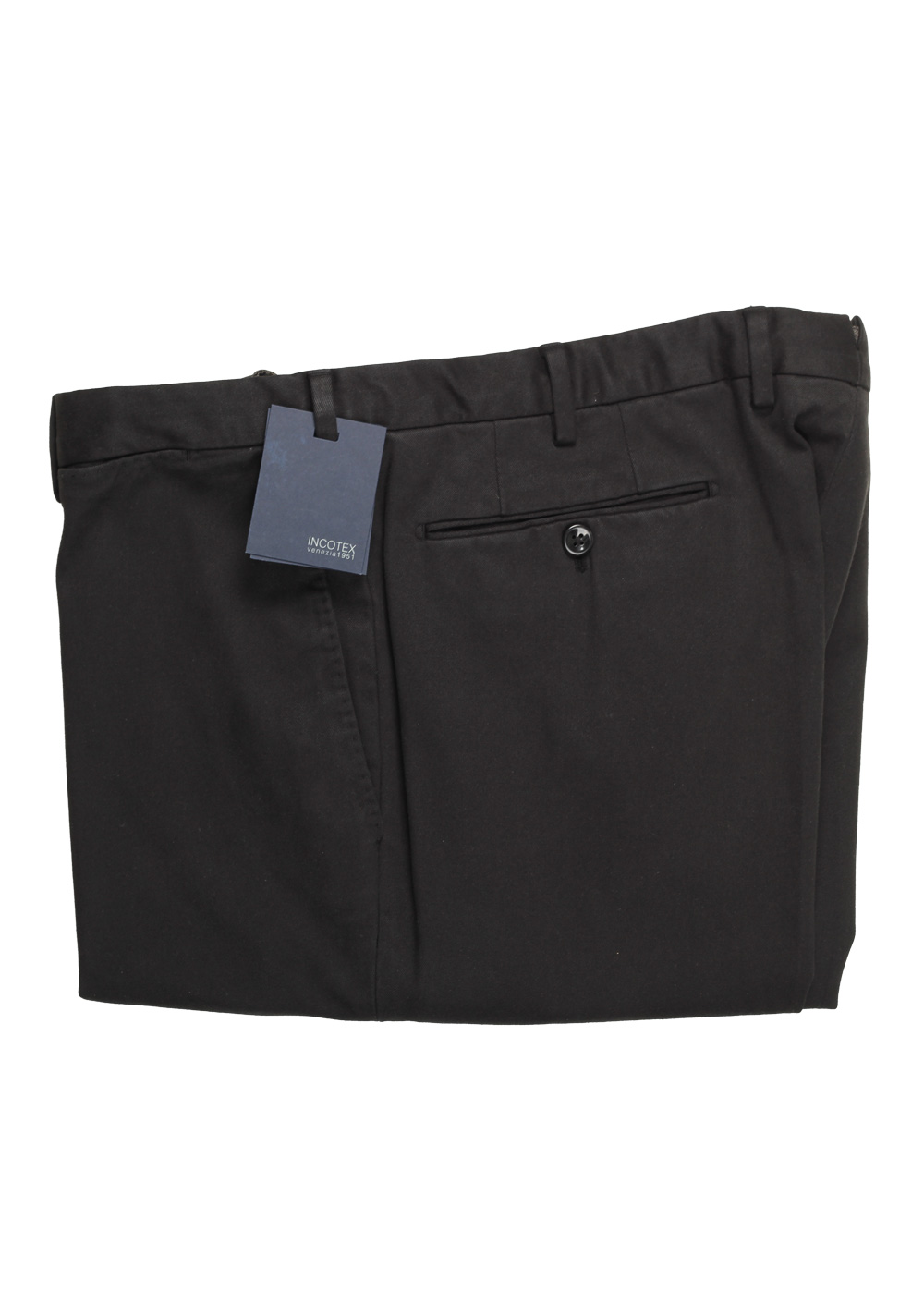 Incotex Black Cotton Blend Trousers Size 56 / 40 U.S.
