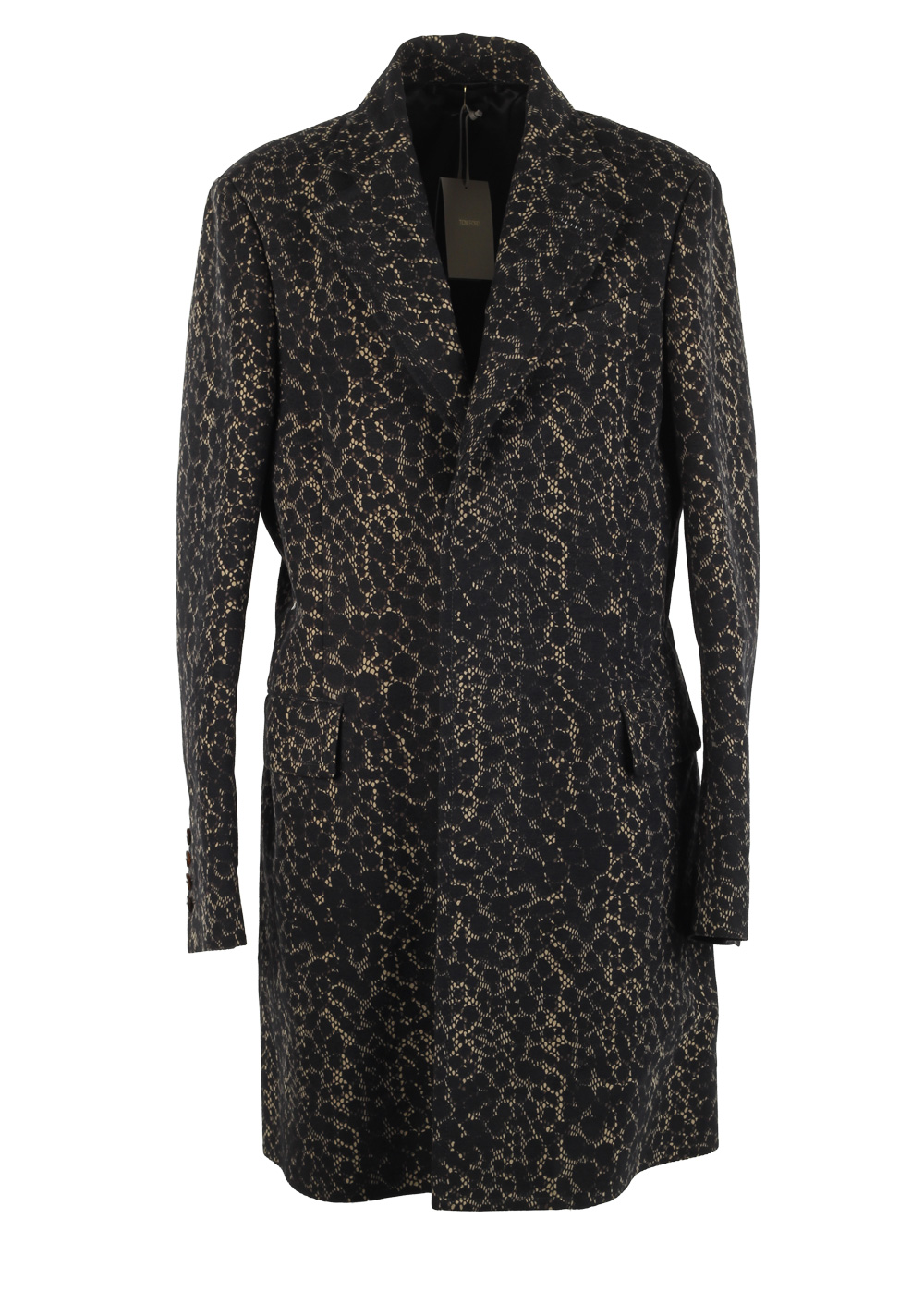 TOM FORD Black Patterned Coat Size 48 / 38R U.S. Outerwear