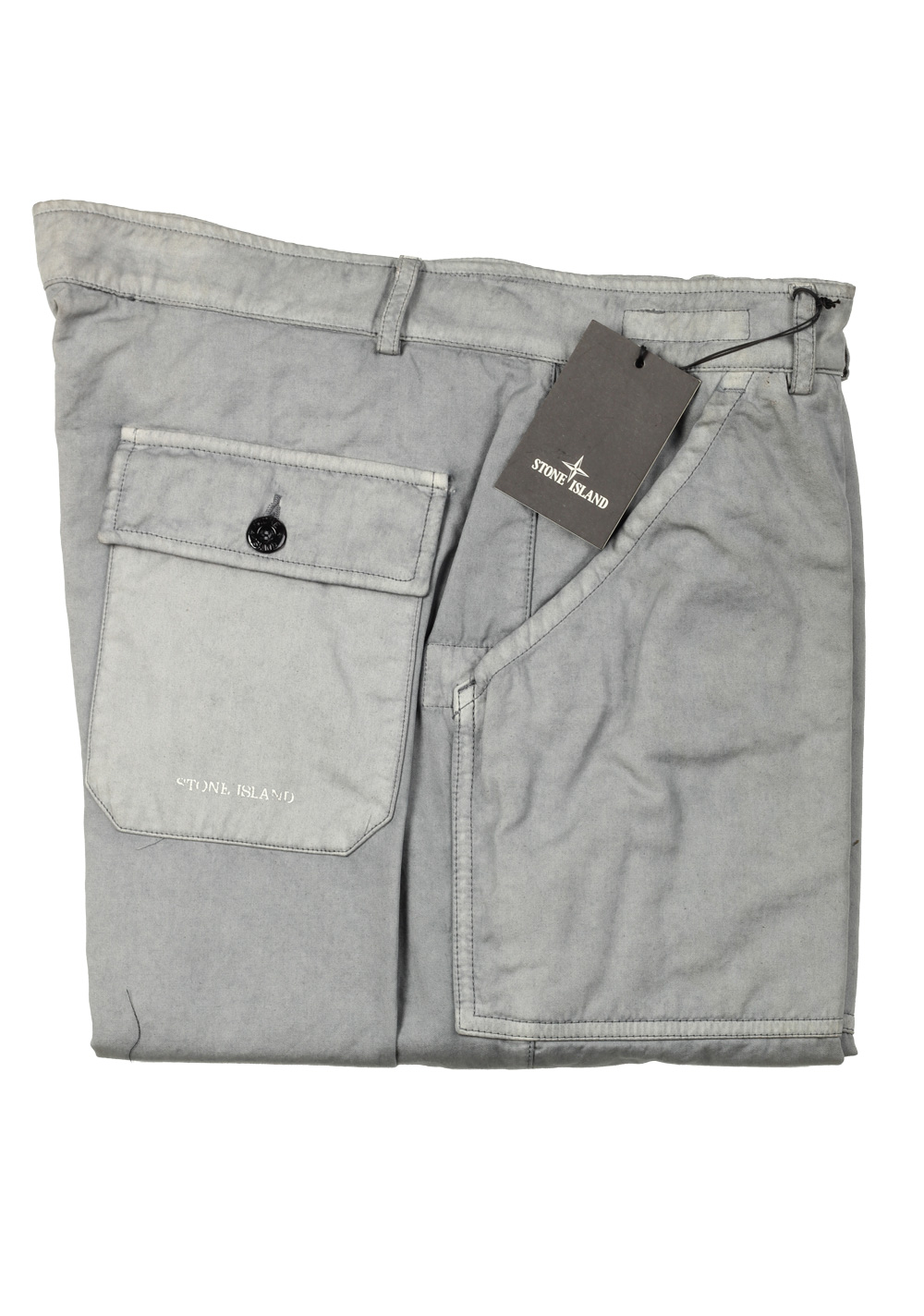 Stone Island 그레이 / 블루 워시드 코튼 트라우저 사이즈 50 / 34 U.S.