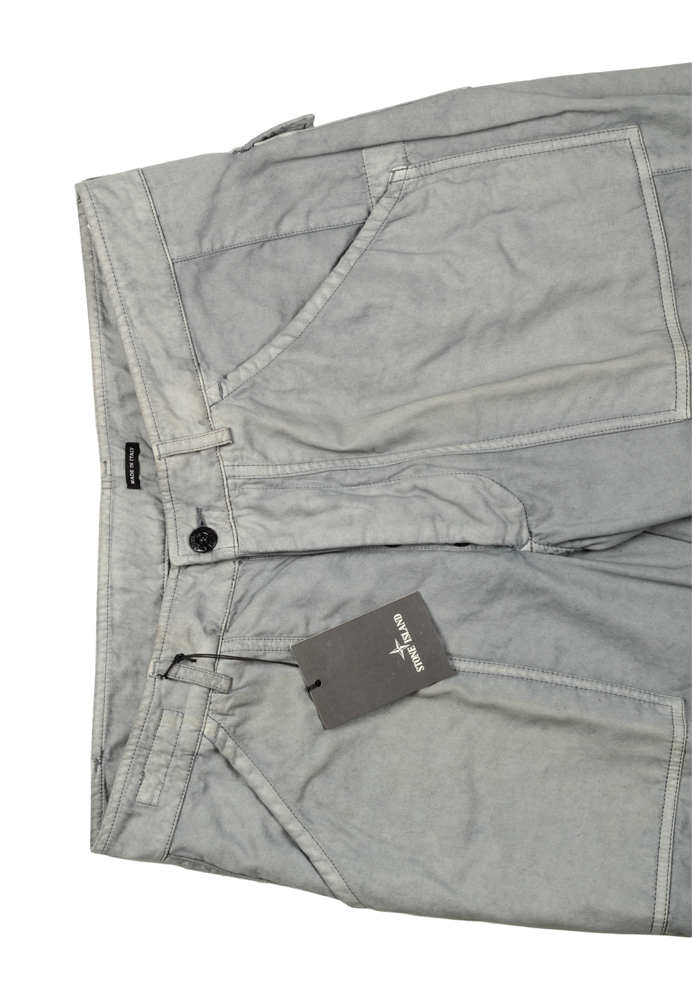 Stone Island 그레이 / 블루 워시드 코튼 트라우저 사이즈 50 / 34 U.S. – 이미지 3