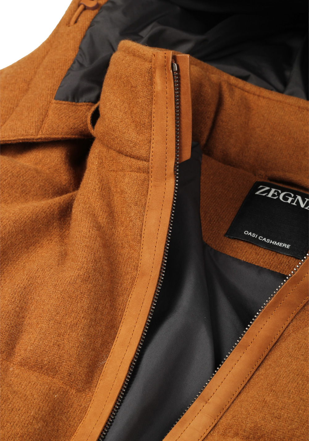 ZEGNA Oasi Cashmere Brown Padded Bomber Jacket Outerwear – image 4