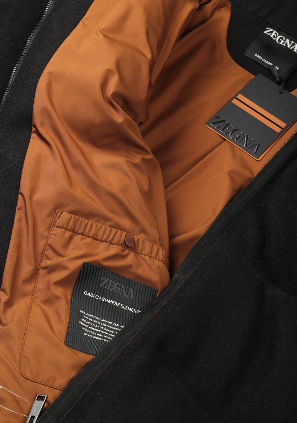 ZEGNA Oasi Cashmere Black Padded Bomber Jacket Outerwear – image 12