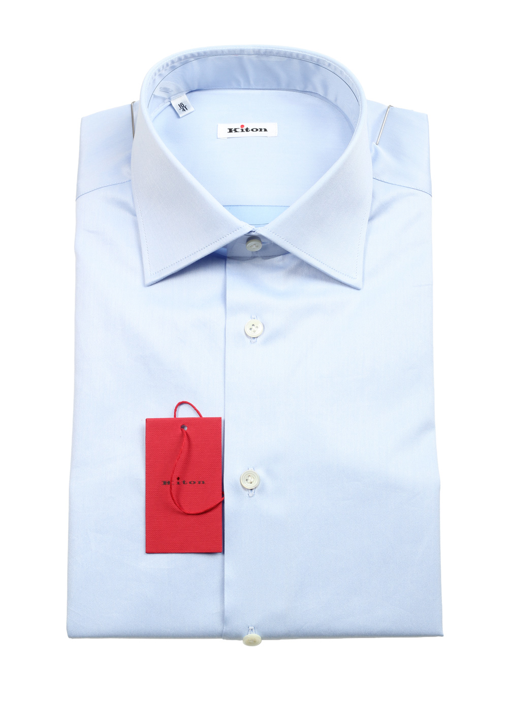 Kiton Solid Blue Dress Shirt
