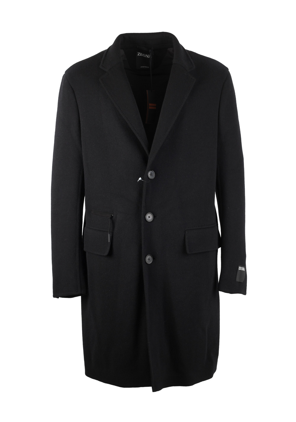 ZEGNA Jerseywear Black Overcoat Size 52 / 42R U.S.