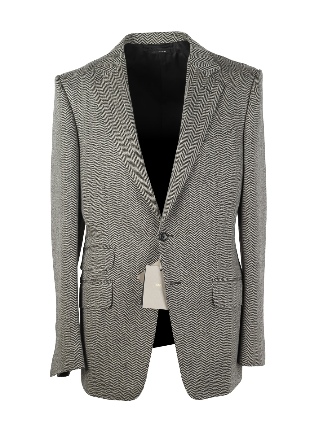TOM FORD O’Connor Black White Herringbone Mohair Blend Suit Size 48 / 38R U.S.