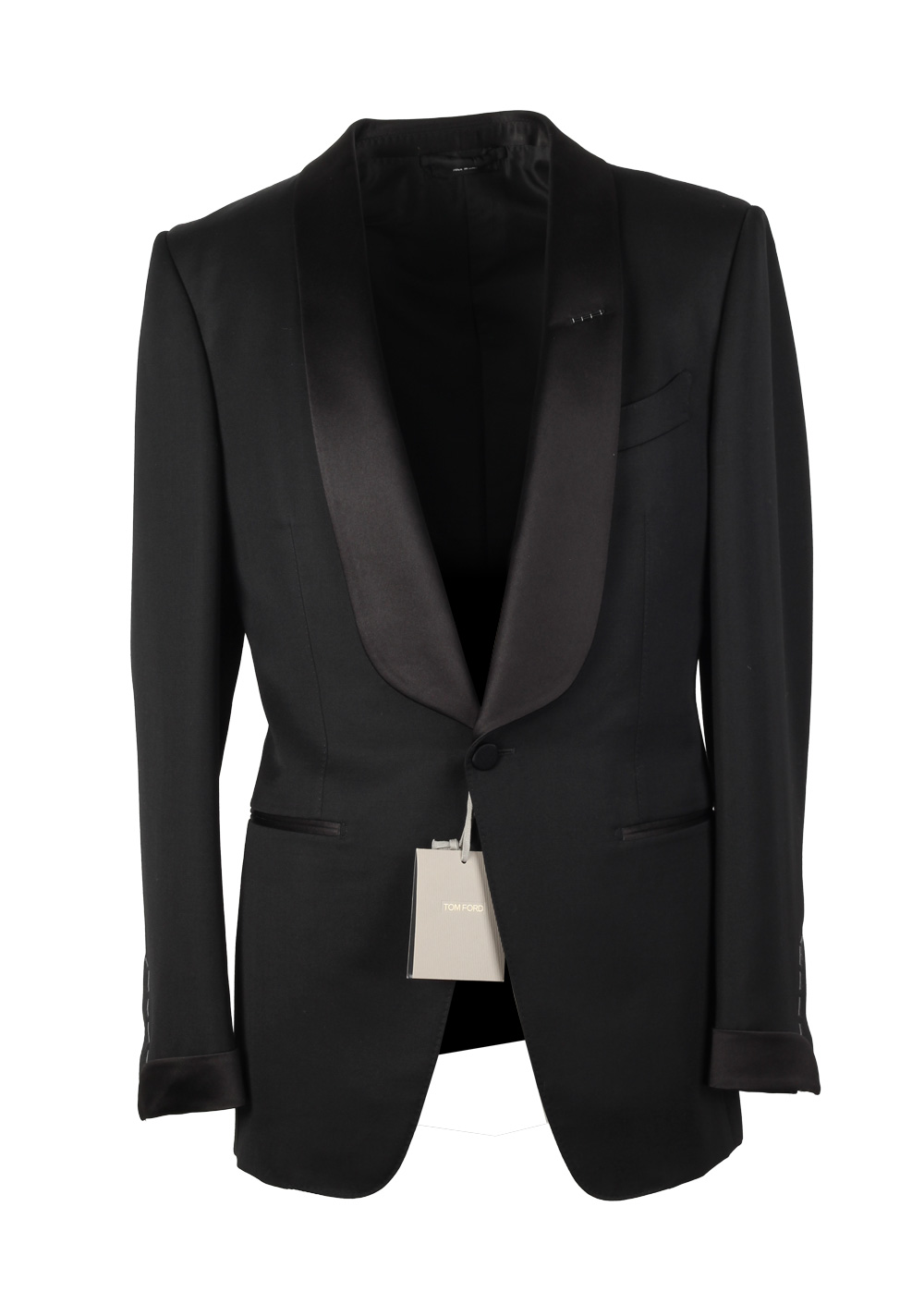 TOM FORD O’Connor Black Mohair Blend Tuxedo Suit Size 46 / 36R U.S.