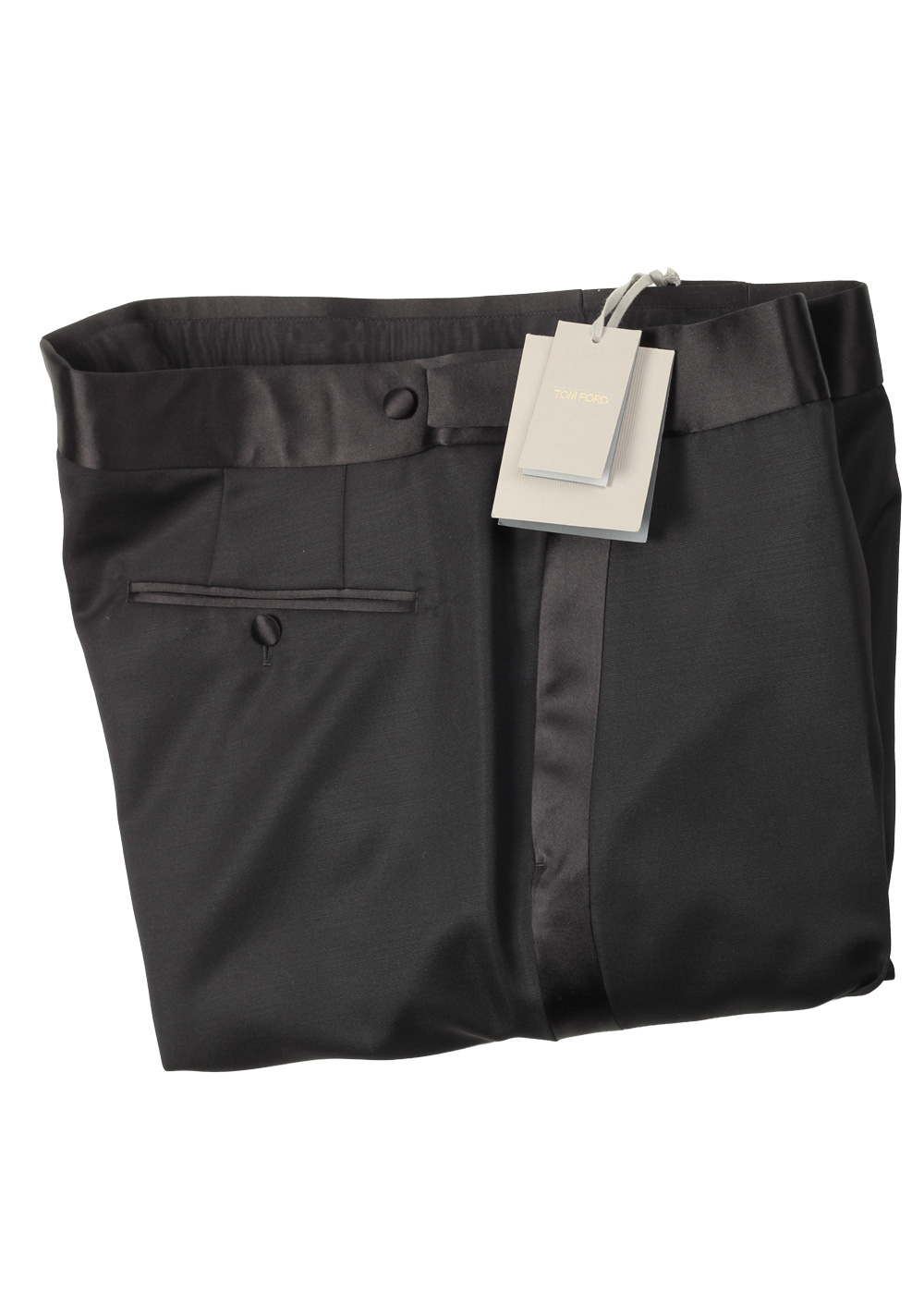 TOM FORD Black Mohair Blend Cocktail Tuxedo Trousers Size 56 / 40 U.S.