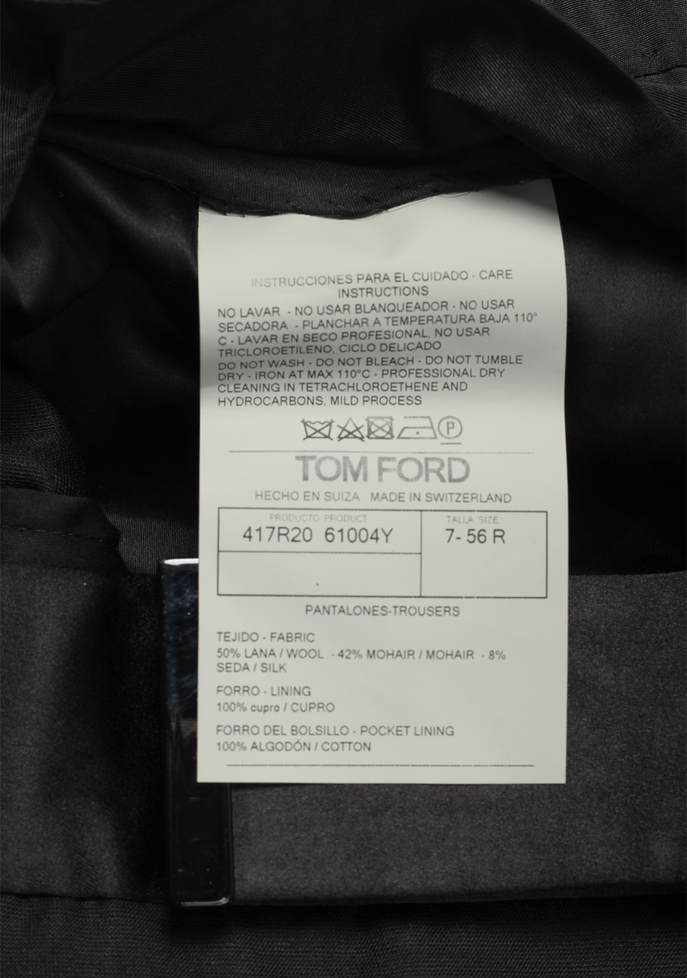TOM FORD Black Mohair Blend Cocktail Tuxedo Trousers Size 56 / 40 U.S. – image 5