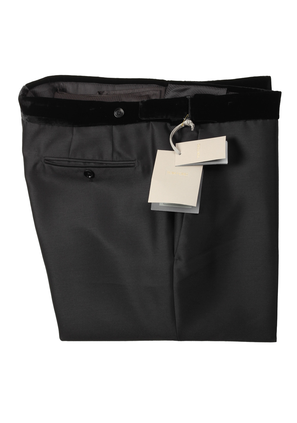 TOM FORD Black Wool Silk Cocktail Tuxedo Trousers Size 54 / 38 U.S.