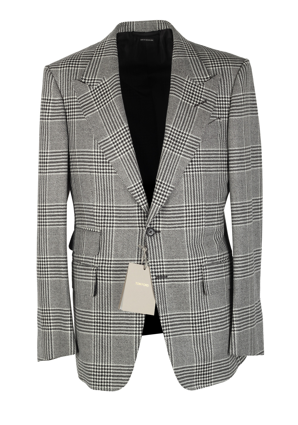 TOM FORD Shelton Wool Checked Black White Flannel Suit