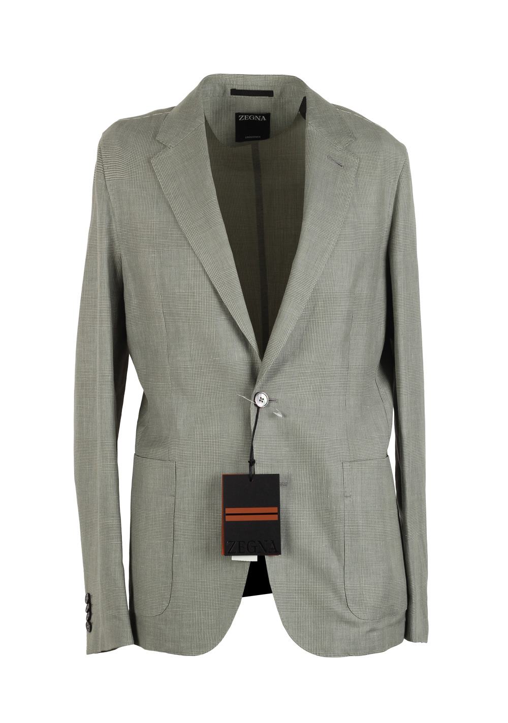 ZEGNA Crossover Shirt Green Checked Linen Silk Sport Coat