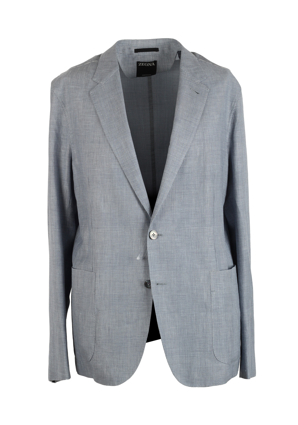 ZEGNA Crossover Shirt Blue Checked Linen Silk Sport Coat