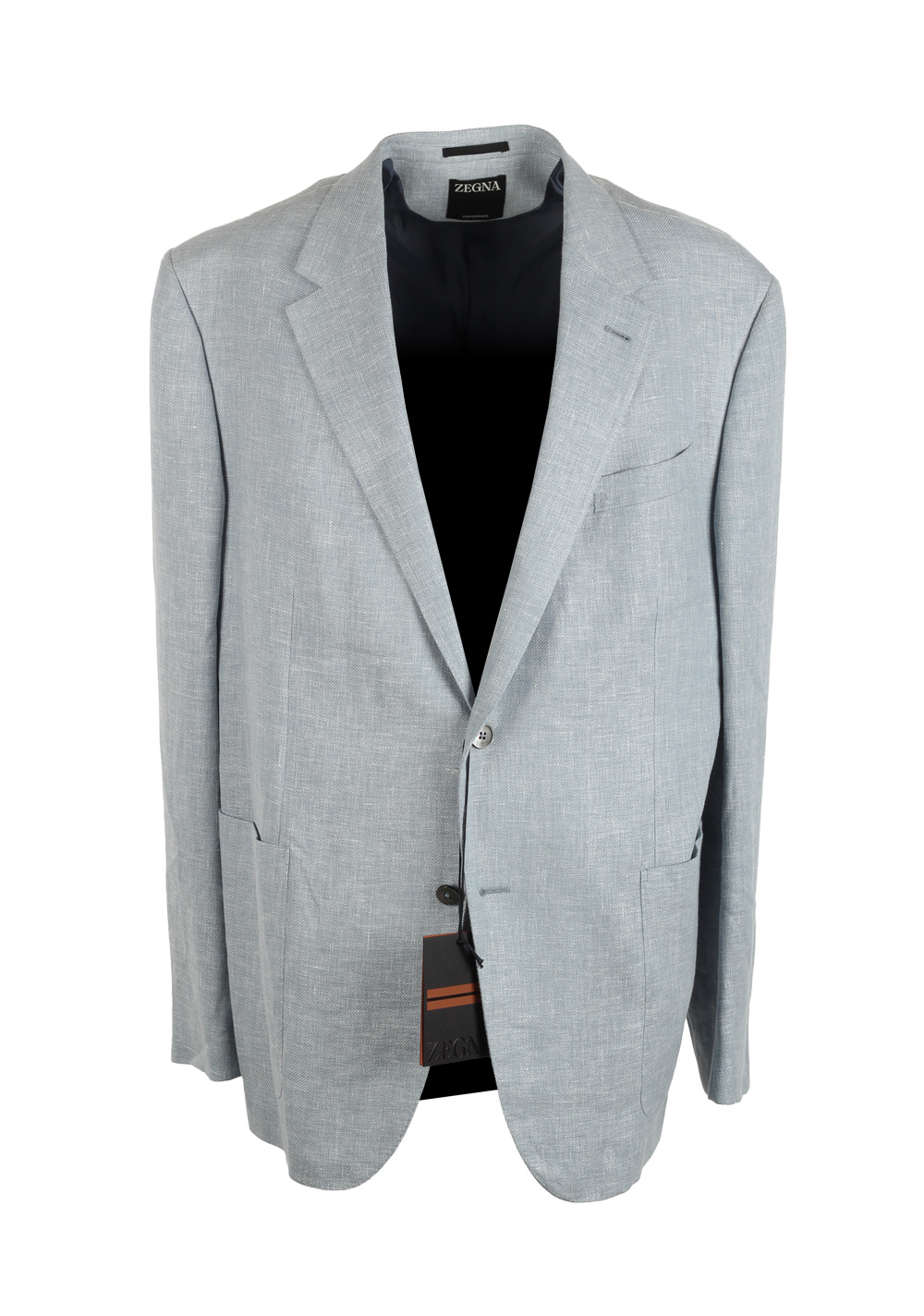 ZEGNA Crossover Natural Blue Linen Silk Sport Coat Size 62 IT / 52R U.S.