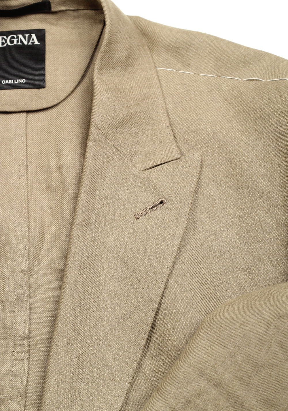 ZEGNA Oasi Linen Double Breasted Greenish Beige Sport Coat Size 48 / 38R U.S. – image 5