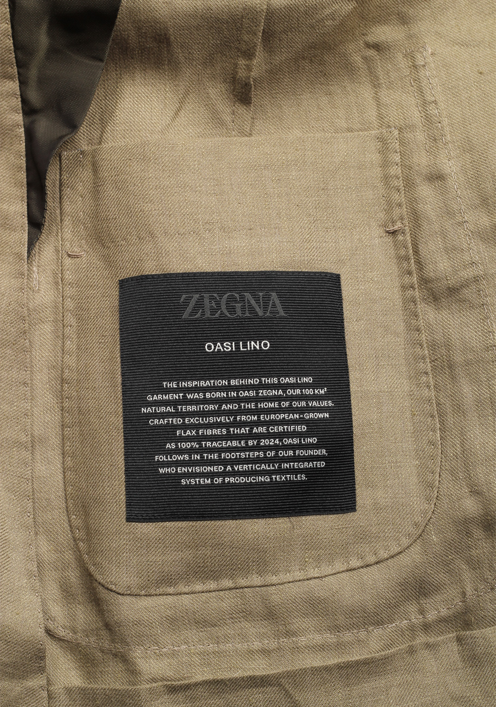 ZEGNA Oasi Linen Double Breasted Greenish Beige Sport Coat Size 48 / 38R U.S. – image 6