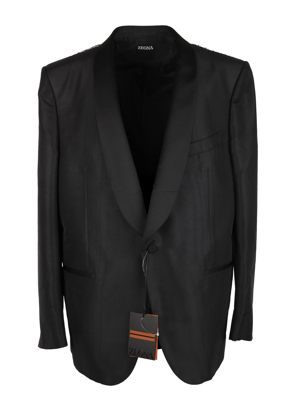 ZEGNA Sartorial Black Silk Tuxedo Dinner Jacket Size 56 / 46R U.S.