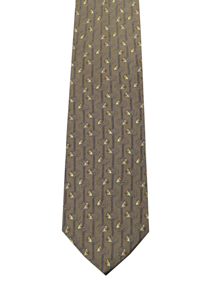 Gucci Brown Patterned Bird Tie