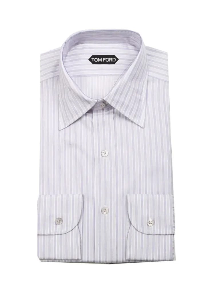 TOM FORD Striped Grayish Purple High Collar Dress Shirt Size 40 / 15,75 U.S.