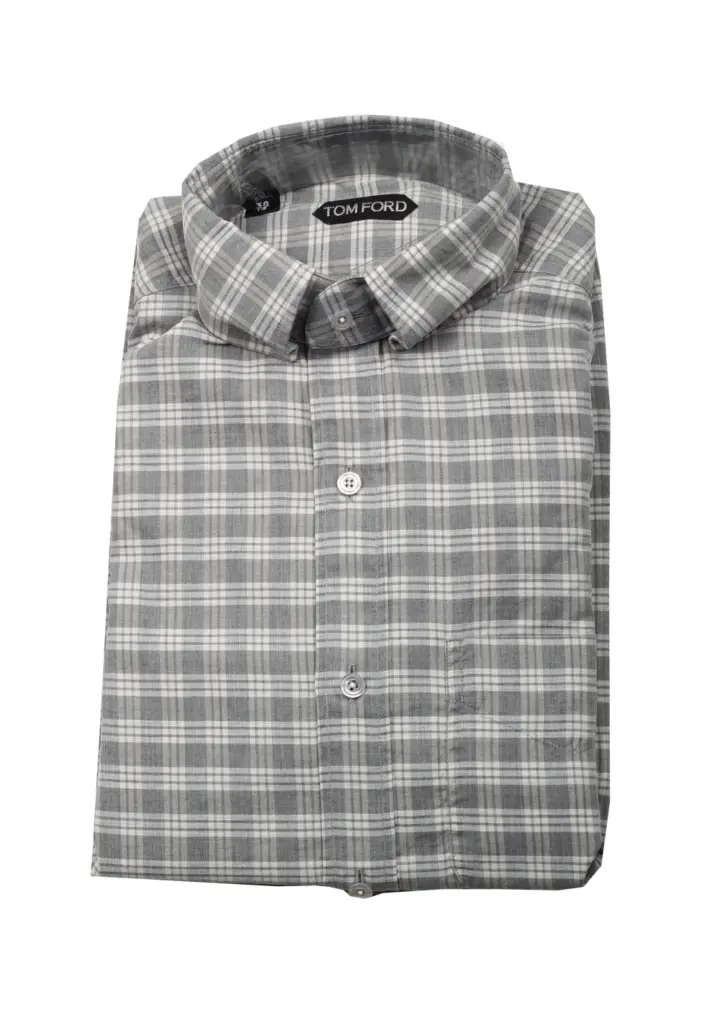 TOM FORD Checked Gray Button Down Casual Shirt Size 38 / 15 U.S.