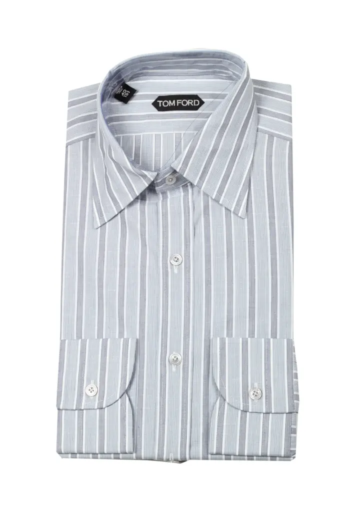 TOM FORD Striped Gray High Collar Dress Shirt Size 40 / 15,75 U.S.