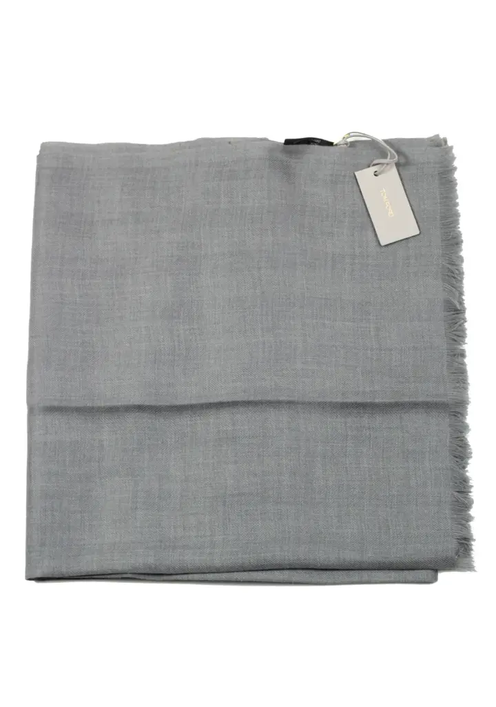 Tom Ford Gray Cashmere Cotton Signature Scarf 75″ / 24″