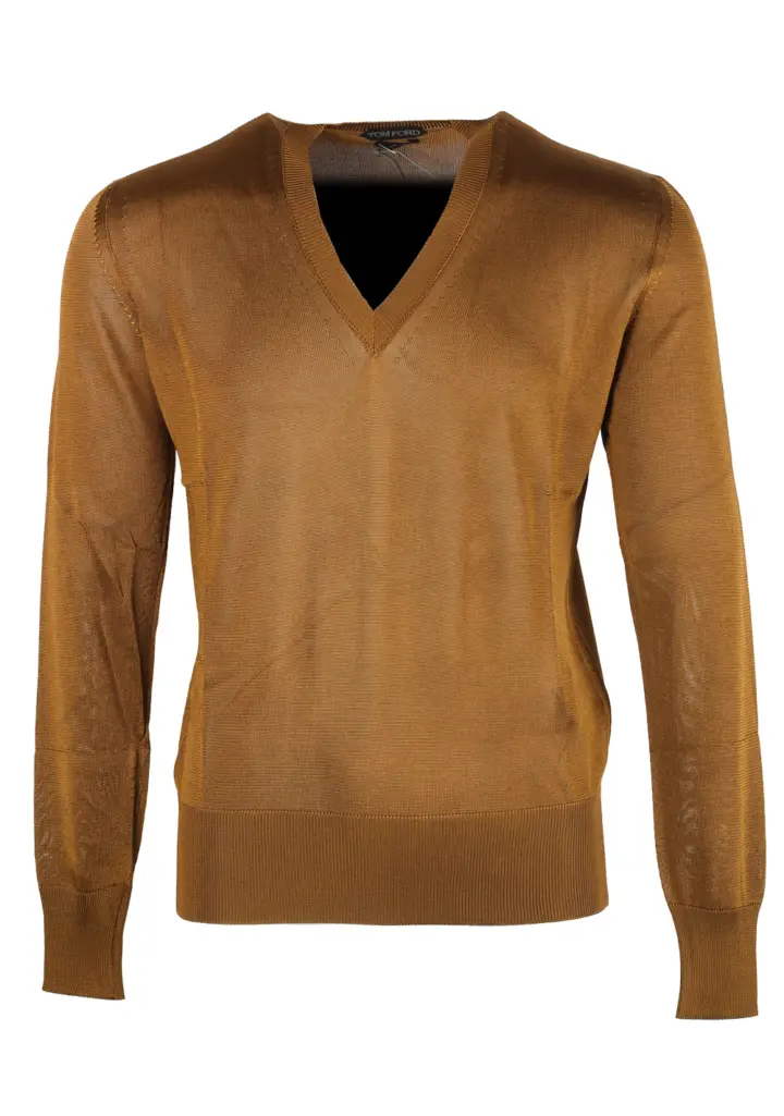 TOM FORD Brown V Neck Sweater Size 48 / 38R U.S. In Viscose