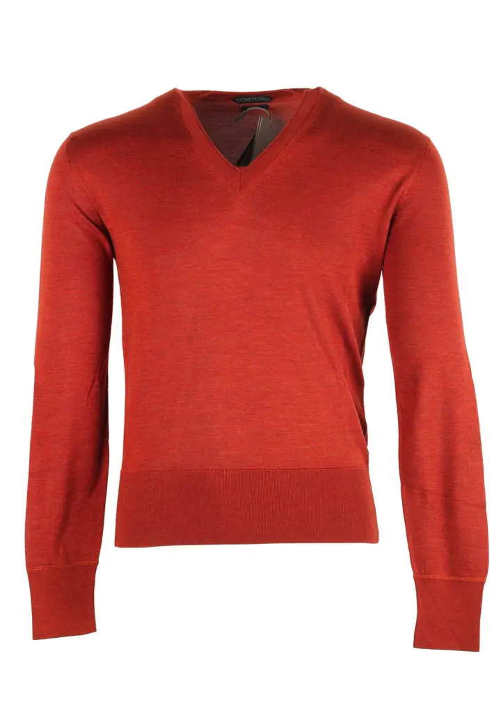 TOM FORD Copper V Neck Sweater Size 48 / 38R U.S. In Silk