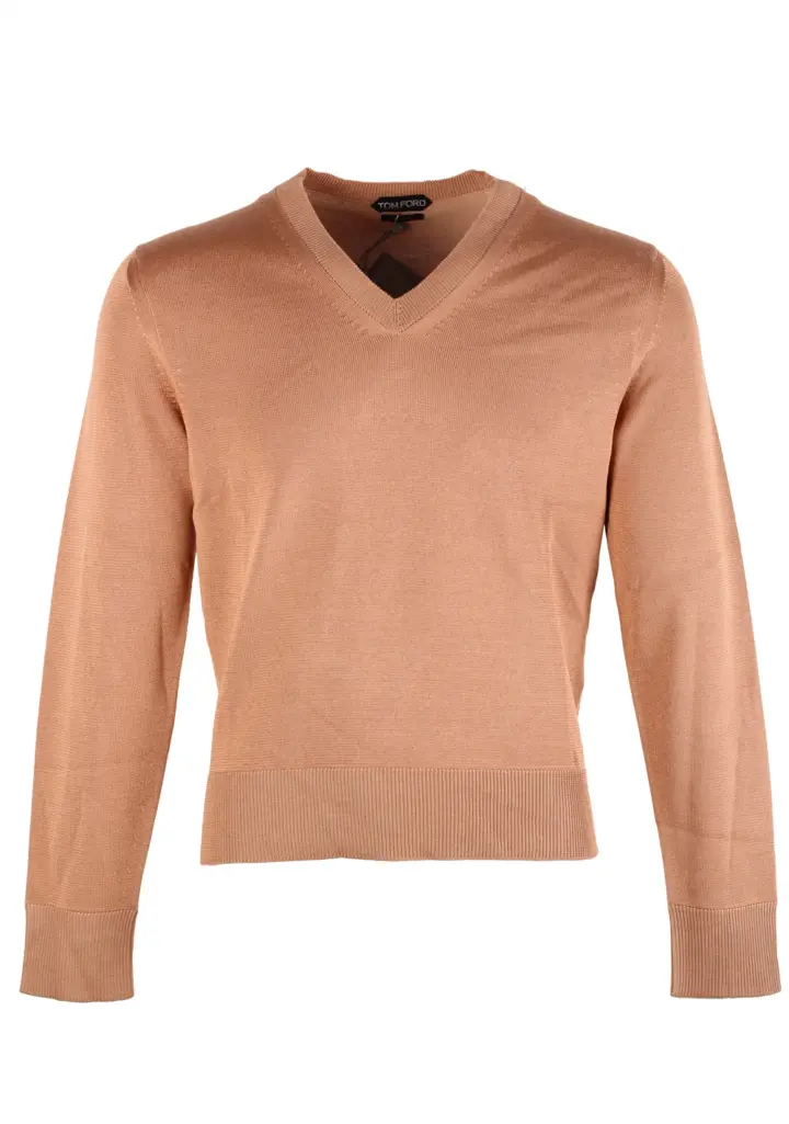 TOM FORD Salmon V Neck Sweater Size 48 / 38R U.S. In Silk Wool
