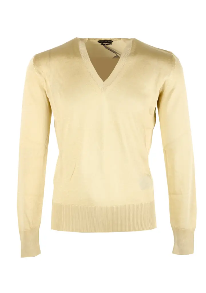 TOM FORD Yellow V Neck Sweater Size 48 / 38R U.S. In Viscose