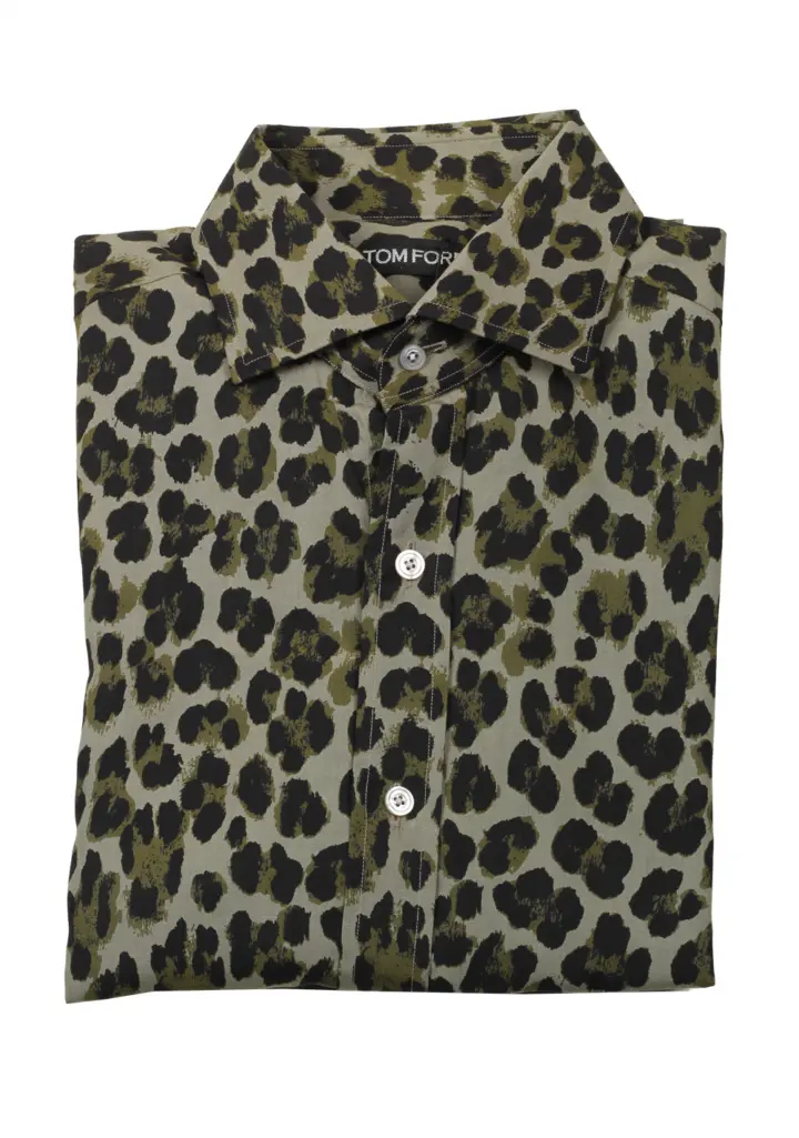 TOM FORD Signature Leopard Green Dress Shirt