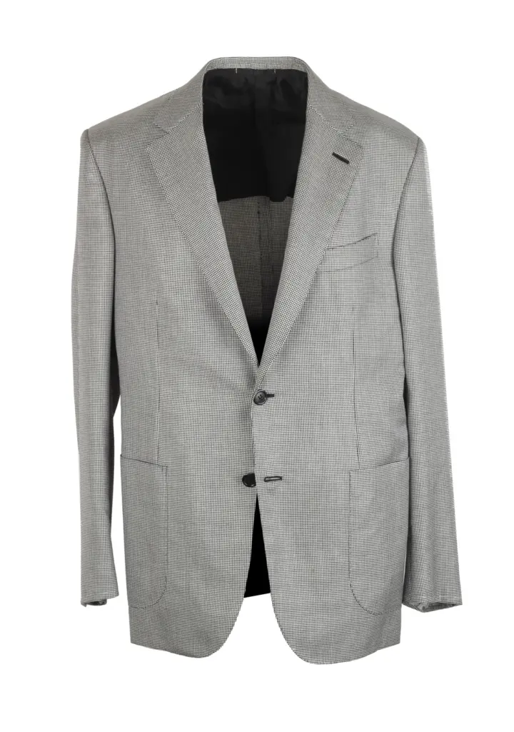 Brioni Condotti Black / White Sport Coat 사이즈 52 / 42R U.S. 실크 블렌드