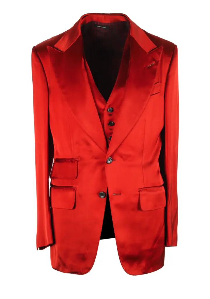 TOM FORD Atticus Red 3 Piece Suit Size 46 / 36R U.S.