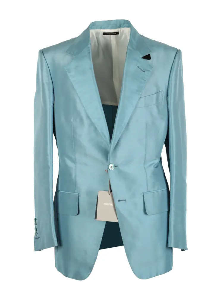 TOM FORD Atticus Teal Silk Suit Size 46 / 36R U.S.