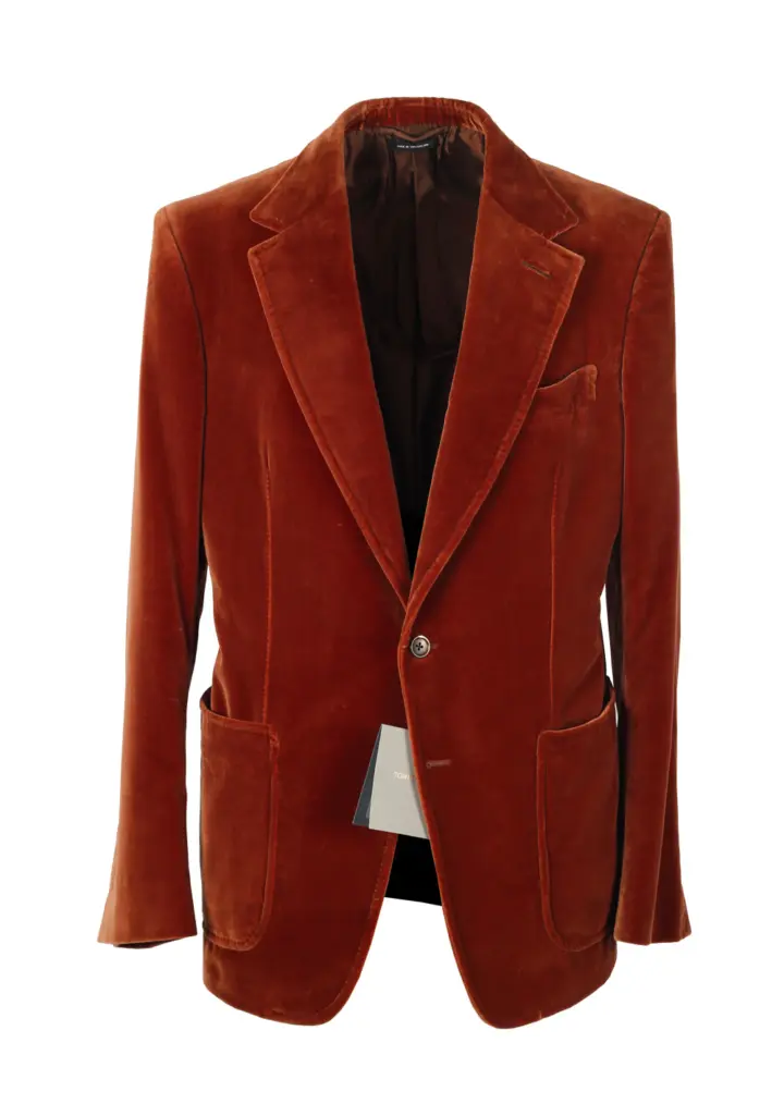 TOM FORD Shelton Velvet Brown Sport Coat Size 42 / 32R In Cotton