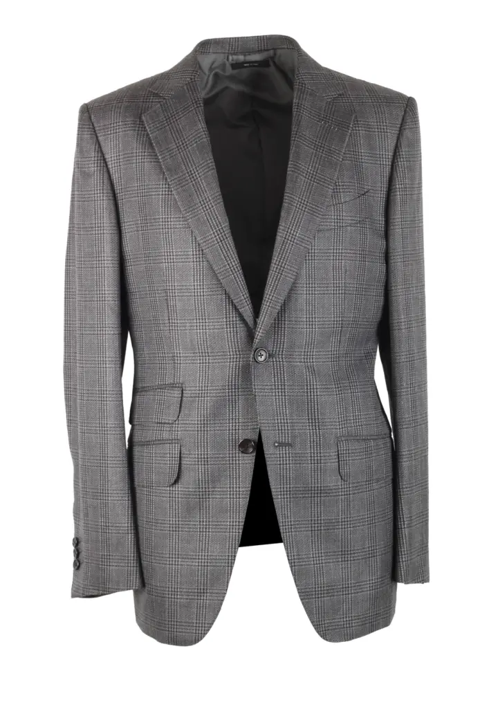 TOM FORD Shelton Checked Gray Suit Size 48 / 38R U.S.