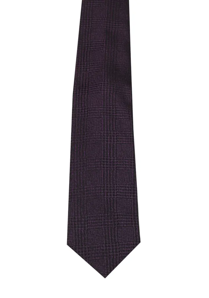 TOM FORD Checked Purple Tie In Silk