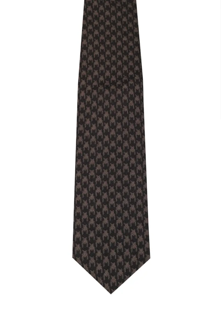 TOM FORD Patterned Black Brown Tie In Silk