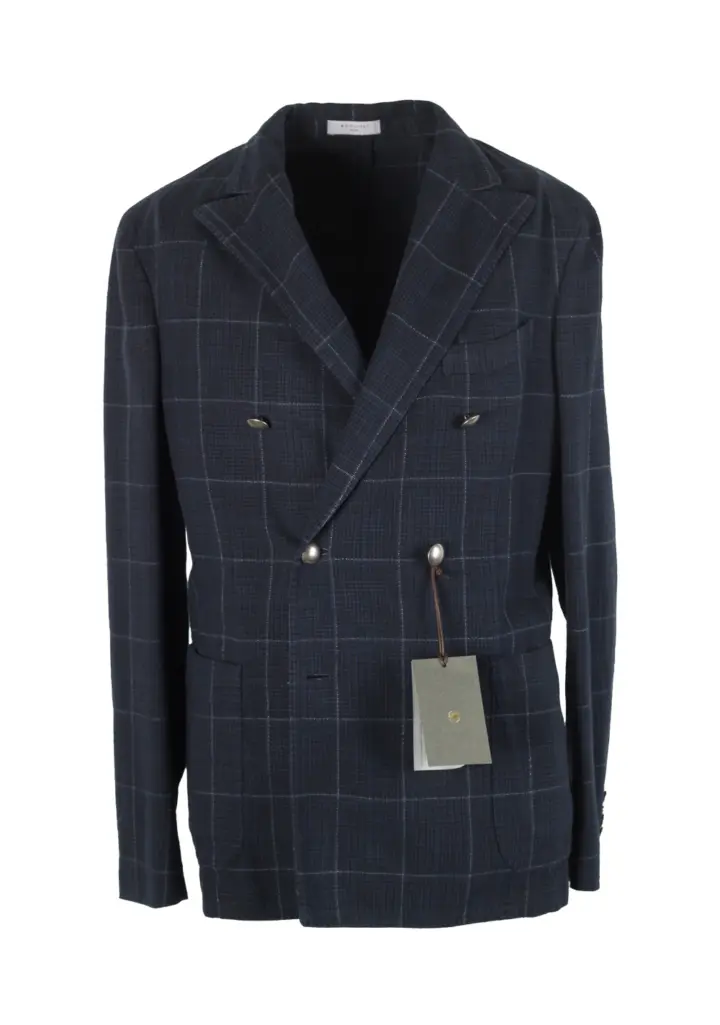 Boglioli K Jacket Checked Double Breasted Sport Coat Size 48 / 38R U.S.