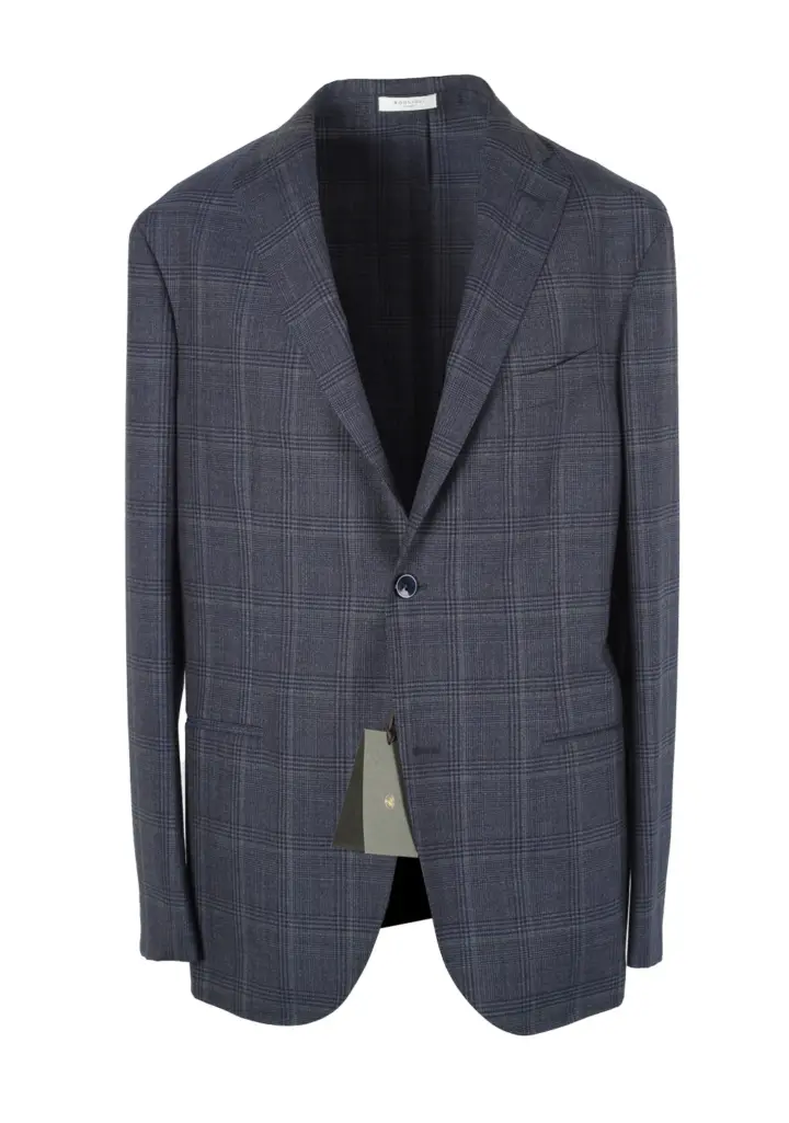 Boglioli K Jacket Blue Checked Suit Size 52 / 42R U.S.