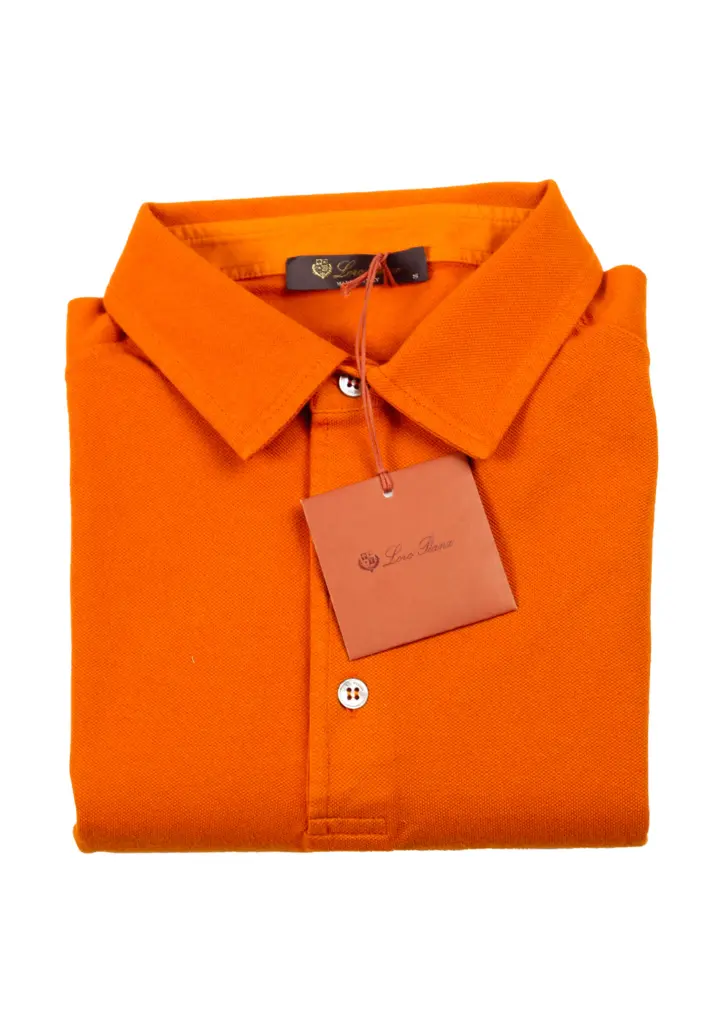 Loro Piana Orange Short Sleeve Cotton Polo