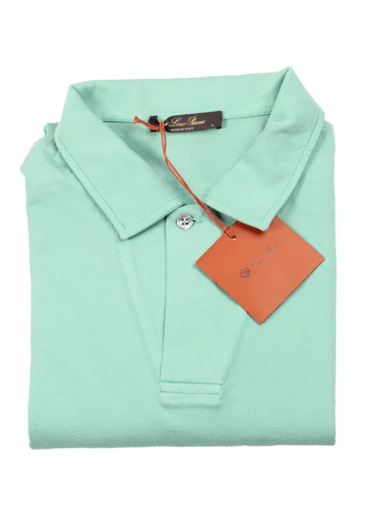 Loro Piana Solid Turquoise Cotton Silk Polo Size Large / 41 IT / 16 U.S.