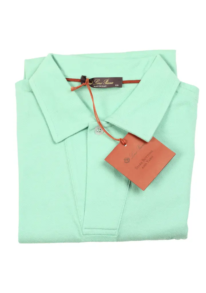 Loro Piana Solid Turquoise Cotton Polo